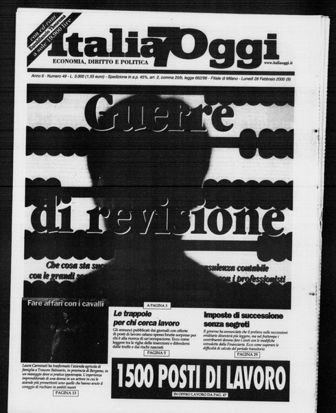 Italia oggi : quotidiano di economia finanza e politica